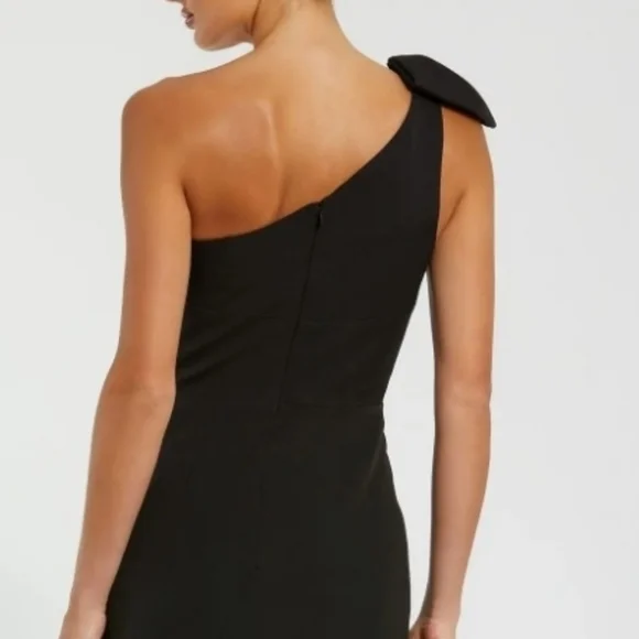 Mac Duggal black tie Slit One Shoulder Evening Long dress gown pageant 12  14 cy